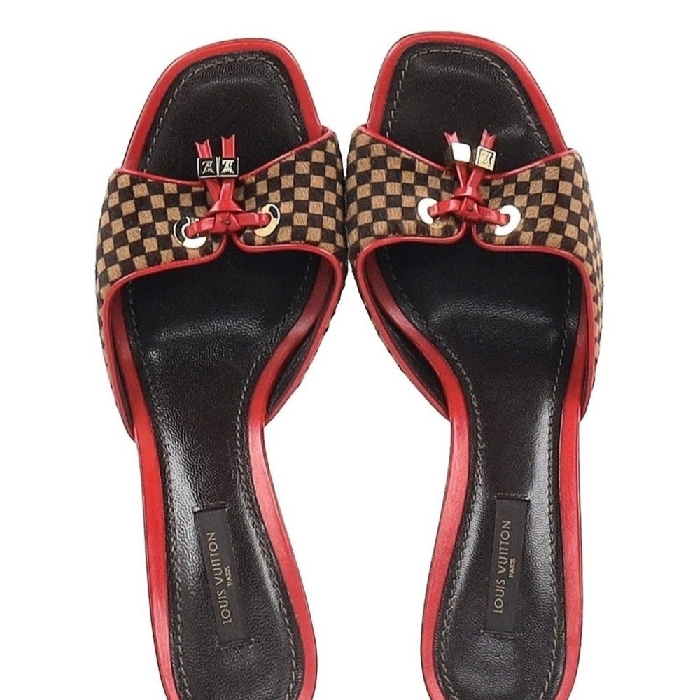 Louis Vuitton Women's Damier Red and Brown Checkered Sandals